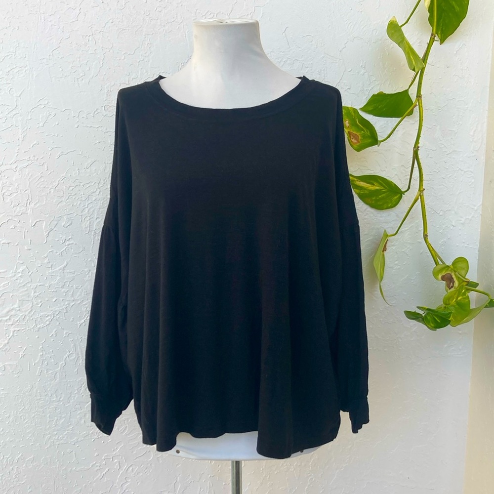 GAP Black Relaxed Fit Tee Shirt Dolman Lantern Sleeve Loose Casual Small